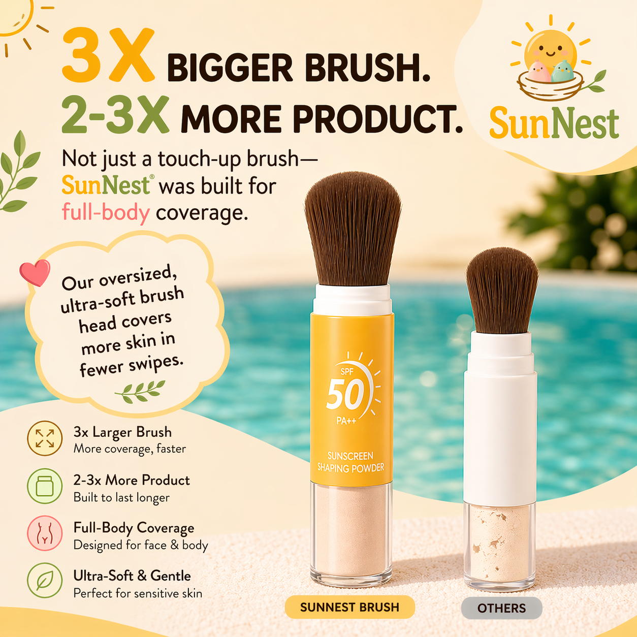 SunNest™ Mineral Sunscreen Brush SPF 50